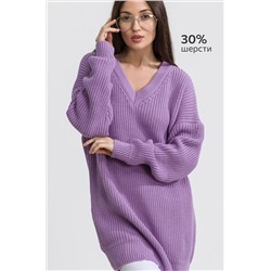 Женский удлиненный вязаный свитер оверсайз с V вырезом Happyfox