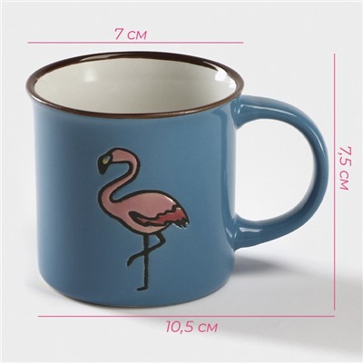 Кружка Доляна «Фламинго», 180 мл, керамика, синяя