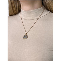 Подвеска двойная из чернёного серебра с золочением - святой Николай Чудотворец, Ангел Хранитель (внутри молитва Отче наш) 925 пробы ИБ-00-05оз