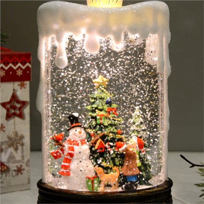 Светильник Новогодний настольный светодиодный 12,5x8x25 см Снеговик у ёлки музыкальный / NG206-65 /уп 12/АКЦИЯ