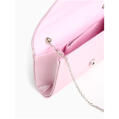Сумка-клатч женская вечерняя на магните, на длинной цепочке, со стразами, мерцающая, розовая