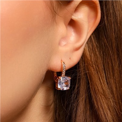 Серьги с крупным камнем ювелирная бижутерия коллекция "Дубай", покрытие позолота, вставка: фианиты, цвет: прозрачный, арт.213.559