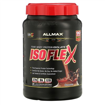 ALLMAX Nutrition, Isoflex, чистый изолят сывороточного протеина (фильтрация ИСП частицами, заряженными ионами), со вкусом шоколада, 907 г (32 унции)