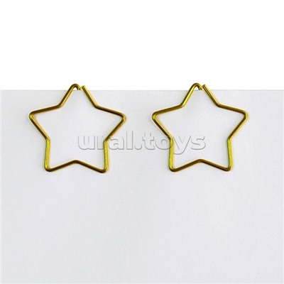 Скрепки фигурные звездочка L30 мм, 12 шт., пластиковая коробка, европодвес, золотые