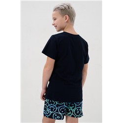 Пижама Улыбайка короткий рукав (Темно-синий)