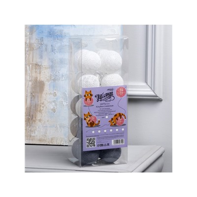 Гирлянда «Нить» 5 м с насадками «Клубки снежные», IP20, прозрачная нить, 20 LED, свечение белое, 220 В