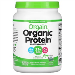 Orgain, Organic Protein Powder, Plant Based, Natural Unsweetened, 1.59 lbs (720 g)