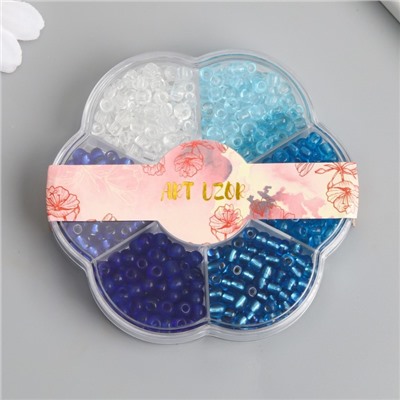 Бисер стекло 6/0 в цветке «Вода» цветной прозрачный 7 цветов × 8 г 8.2×8.2×2 см