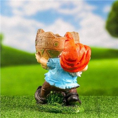 Садовая фигура из гипса «Гном с кашпо», 25×15×24 см, МИКС