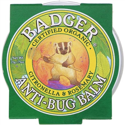 Badger Company, Бальзам для защиты от насекомых с цитронеллой и розмарином, 21 г (0,75 унции)