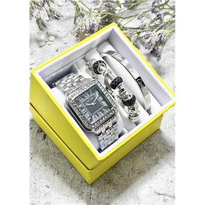 Подарочный набор для женщин часы, 2 браслета + коробка #22853241