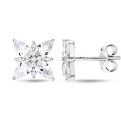 Серьги, куб.циркон., Гербера