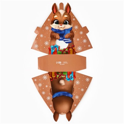 Коробка новогодняя складная с окном «Зайчик», 9×16.5×6 см