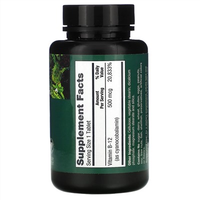 PlantFusion, Vegan Vitamin B-12, 500 mcg, 100 Tablets