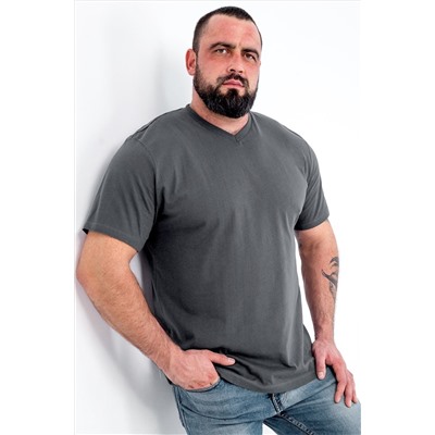 Мужская футболка больших размеров c V-вырезом Happyfox