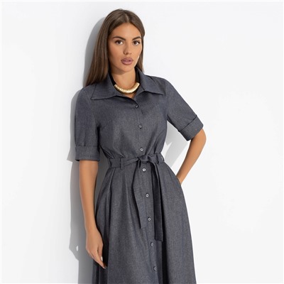 Платье приталенного силуэта, День обещает быть стильным (с поясом)