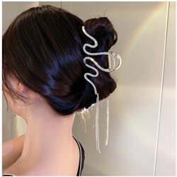 Краб для волос металлический сверкающий Змейка с Цепочками Цвет: ЗОЛОТО