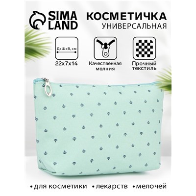 Косметичка простая на молнии, средний размер, с паттерном, зелёная