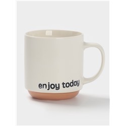 Кружка Доляна Enjoy today, фарфор, 420 мл, 12×9×10 см, фарфор, молочная