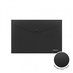 Папка с кнопкой  А4 140мкм 50176 "Классика" текстура апельсин, непрозрачная черная ErichKrause