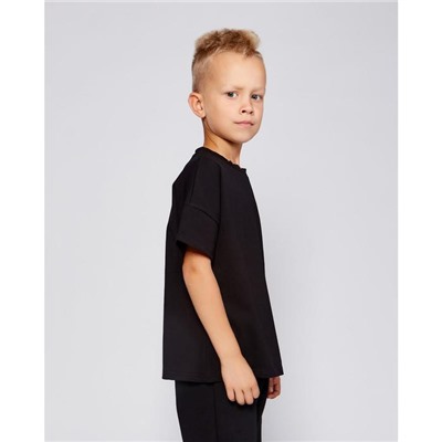 Футболка детская однотонная MINAKU: Basic line, чёрная, рост 128 см