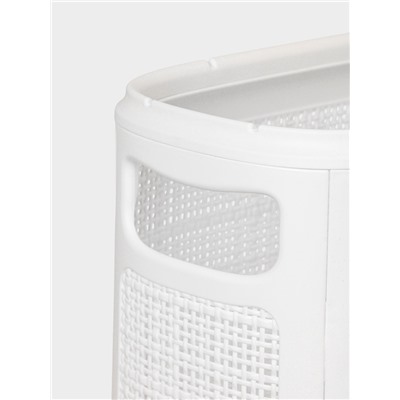 Плетёная корзина для белья с крышкой «Лён», 45 л, 43×20×60 см, белая