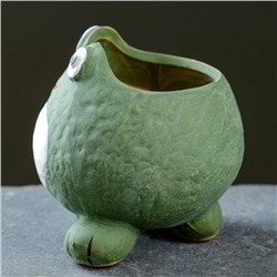 Декоративный горшок для цветов «Подружка - лягушка», 250 мл, 9×8×9 см, керамический, зелёный