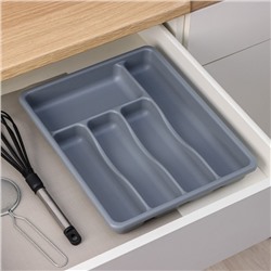 Лоток для столовых приборов BARONESS, 36×29×5 см, 5 отделений, серый