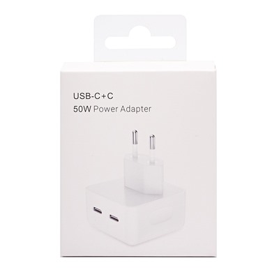 Адаптер Сетевой - PD 2*Type-C 50W (white)