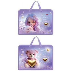 Папка для тетрадей пластиковая А4 на молнии с ручками 340х245х70 мм "Лилу" расшир. дно (094468) 08097 Хатбер