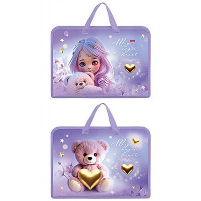 Папка для тетрадей пластиковая А4 на молнии с ручками 340х245х70 мм "Лилу" расшир. дно (094468) 08097 Хатбер