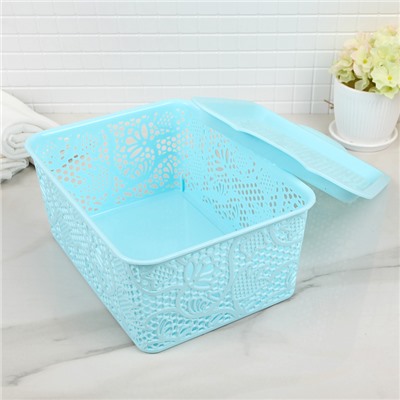 Контейнер пластиковый для хранения с крышкой «Тюльпаны», 27×18×11 см, цвет МИКС