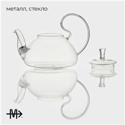 Заварочный чайник Magistro, 1 л, 20.5×15 см, металлическое сито, стекло