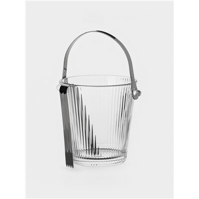 Ведро для льда «Риф», 900 мл, 15.5×14×13.5 см, с щипцами, стекло, прозрачное