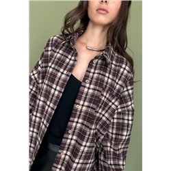 Рубашка удлиненная  AUTUMN046/04/Бордовый, белый