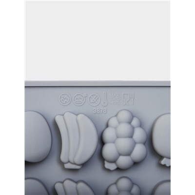 Форма для мармелада Доляна «Фрукты», силикон, 21.3×14.4×1.5 см, 25 ячеек (3×2 см), цвет серый