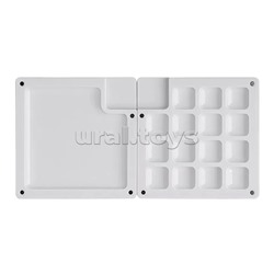 Палитра для красок "Art" пластиковая, размер в закрытом виде 7,5x7,5x1,5см, размер в открытом виде 15x7,5x0,75см, с магнитным замком, с зажимом для крепления к планшету, скетчбуку, в картонной коробке