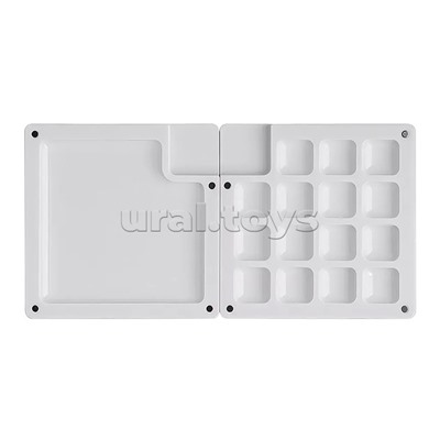 Палитра для красок "Art" пластиковая, размер в закрытом виде 7,5x7,5x1,5см, размер в открытом виде 15x7,5x0,75см, с магнитным замком, с зажимом для крепления к планшету, скетчбуку, в картонной коробке