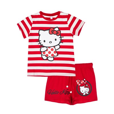 Комплект трикотажный для девочек: фуфайка (футболка), шорты