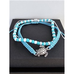 Браслет регулируемый на руку, состоит из 2 браслетов, цвет: голубой, арт.002.086