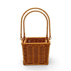 Корзина плетёная для хранения Fatum, с ручкой, пластиковая, коричневая, набор 2 шт.