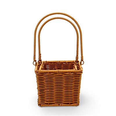 Корзина плетёная для хранения Fatum, с ручкой, пластиковая, коричневая, набор 2 шт.