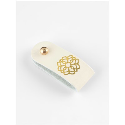 Бирка с кнопкой «Мандала» TEIRA, с тиснением, 8×1.5 см, 10 шт., цвет золотой, молочный