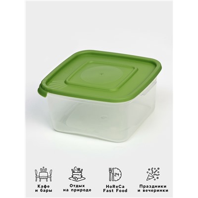 Набор контейнеров пищевых Доляна, 5 шт., 460 мл, 11×11 см, квадратные, прозрачные, крышки МИКС