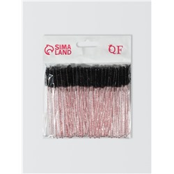 Набор щёточек для бровей и ресниц, 9.5 см, 50 шт., чёрный, красный, прозрачный