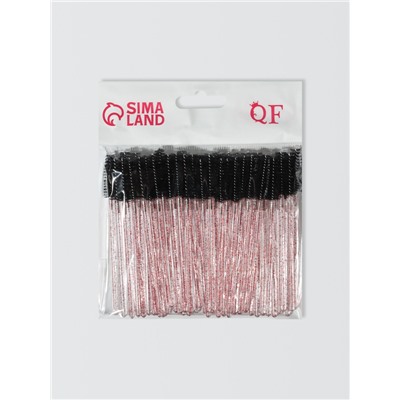 Набор щёточек для бровей и ресниц, 9.5 см, 50 шт., чёрный, красный, прозрачный