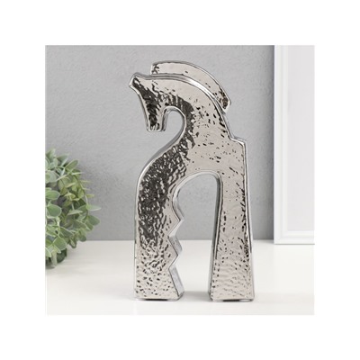 Фигурка керамика «Верный конь», серебро, 4.8×14.5×29 см