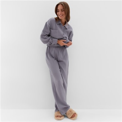 Пижама женская (рубашка, брюки) KAFTAN Basic, размер 48-50, серая