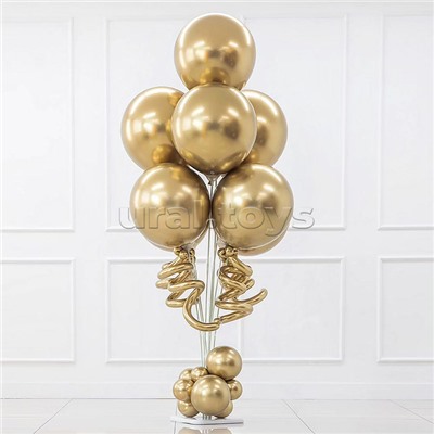 Стойка для шаров Фонтан, 7 насадок, 1 м, Белый/Прозрачный, 1 шт.