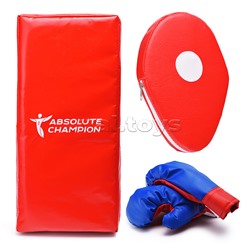 Детский набор для единоборств (макивара, перчатки, лапа) сине красный